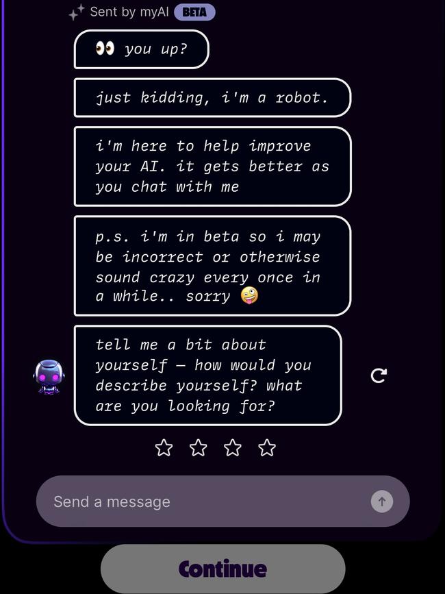 A Teaser AI chatbot in action.