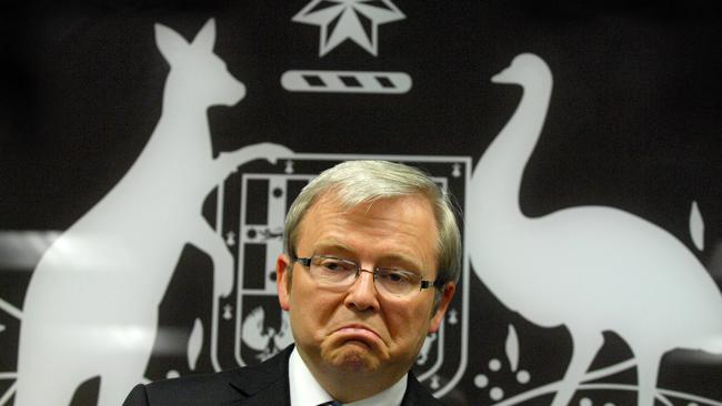 Kevin Rudd shortly after his election win in 2007. Picture: Patrick Hamilton