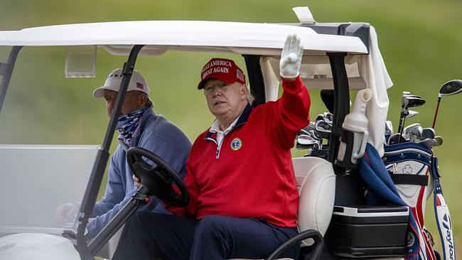 Donald Trump golfs at Trump National Golf Club. Picture: AFP.