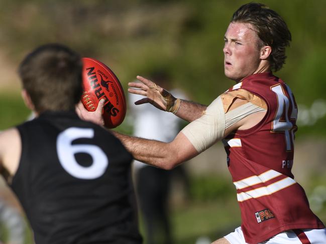 JULY 25, 2020:  Rostrevor and Prince Alfred College played each other in a round one Messenger Shield College Footy match at Rostrevor - PACs #45 Luke Pedlar. Picture: Naomi Jellicoe