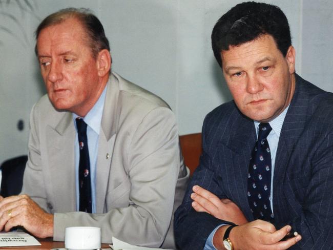 Then Liberal Party leader Alexander Downer and former National Party leader Tim Fischer in 1994. Picture: Supplied