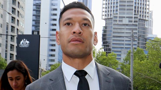 Israel Folau outside court during mediation with Rugby Australia in 2019.