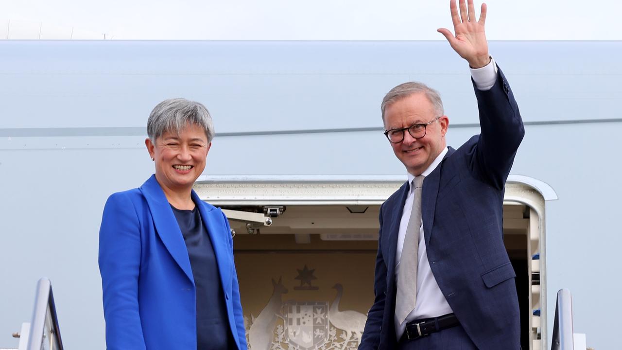 Prime Minister Anthony Albanese stands with newly appointed Foreign Minister Penny Wong. Picture: David Gray/Getty Images