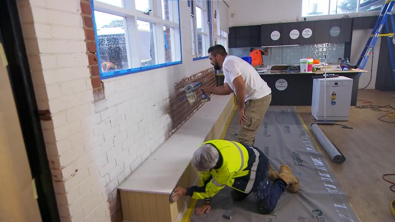 The All Stars have the extra job of renovating a kitchen at the Tombolo Academy this week. Picture: Channel 9