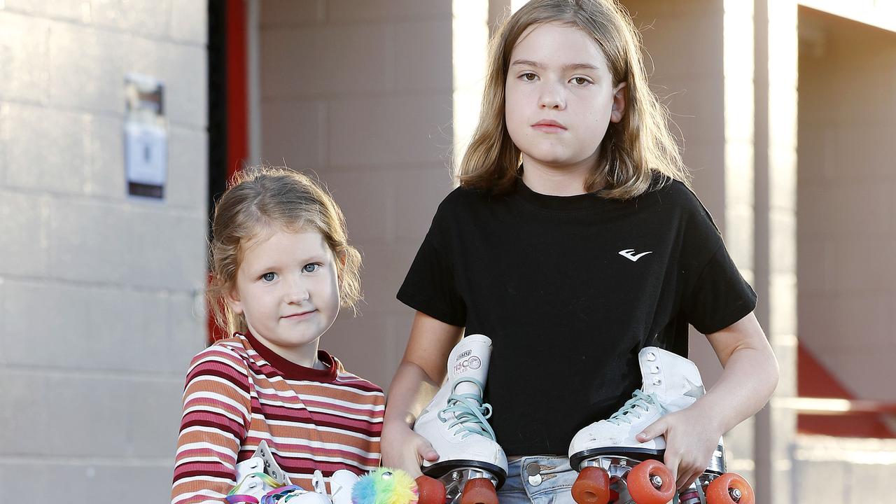 Caitlin Barclay, 7, and Cairah Cox, 11, will lose their local skate centre come September. Picture: Josh Woning