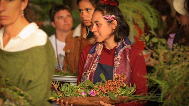 A women’s forest gathering in the forest foothills at Nayri Niara. Picture: NIKKI MICHAEL