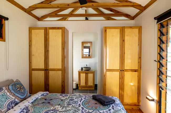 The Mount Jukes Eco Resort, built from scratch by yoga aficionado David Deakin, holds glamping tents and a half-moon shaped house that face Mt Jukes and Mr Deakin says the â€œenergyâ€ of the property has to be experienced to be understood. Picture: Contributed
