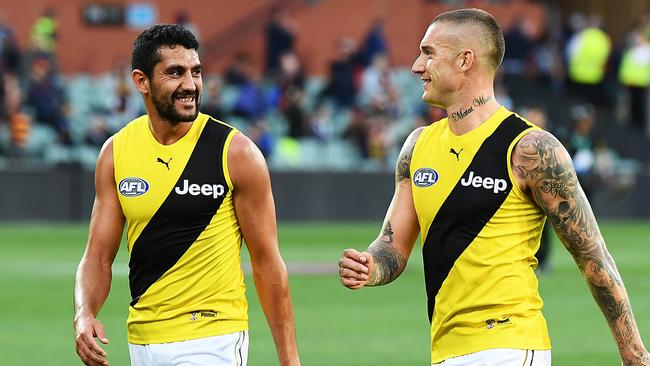 Will Marlion Pickett (left) line-up alongside Dustin Martin against the Lions? Picture: Mark Brake/Getty Images