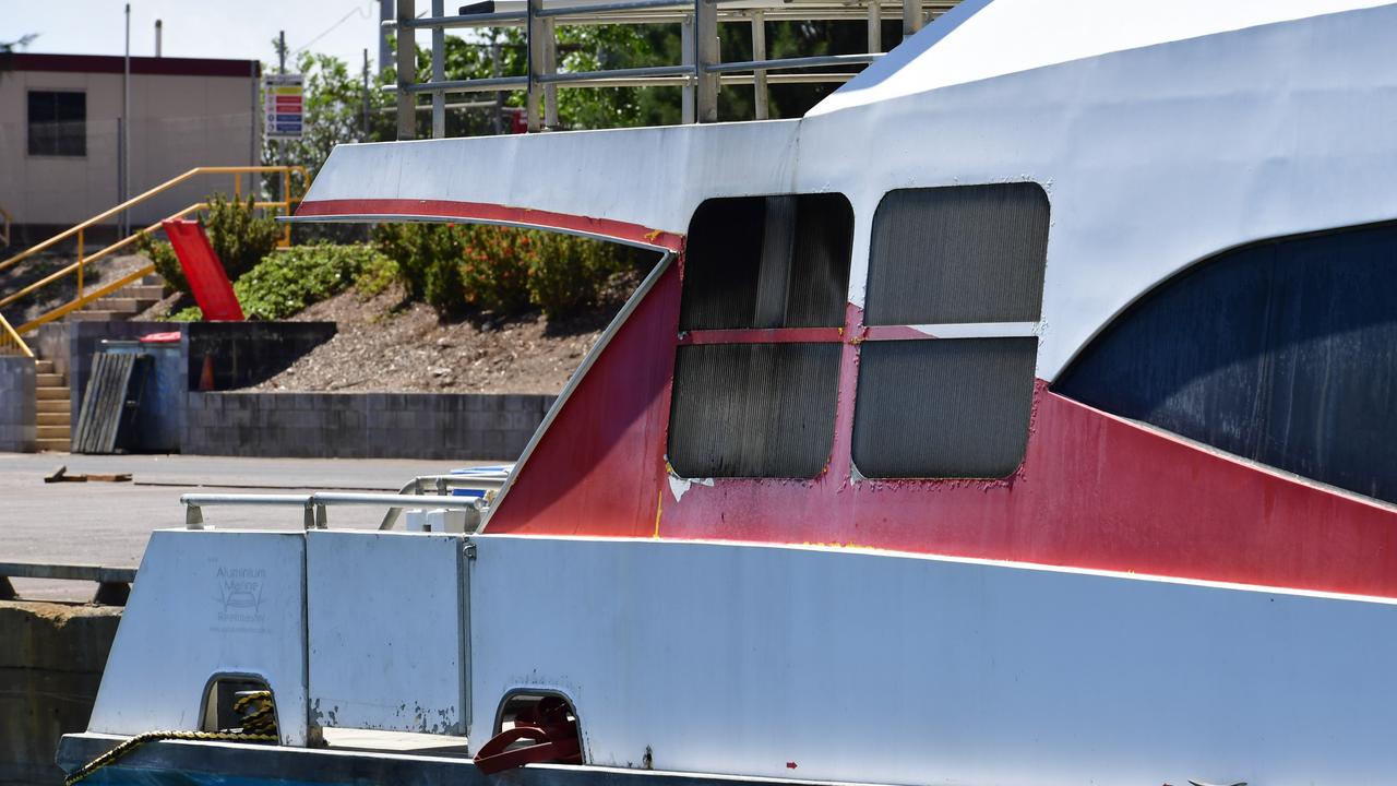 SeaLink Northern Territory vessel, the Tiwi Mantawi, docked at the Frances Bay Mooring, commonly called the Duck Pond, following a mechanical issue blaze on Friday August 16.