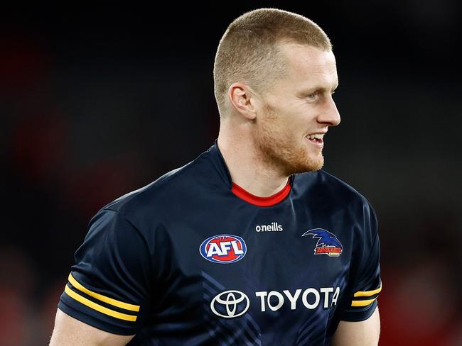 Crows ruckman Reilly O’Brien is likely to be available late in SuperCoach Drafts. Picture: Michael Willson/AFL Photos via Getty Images