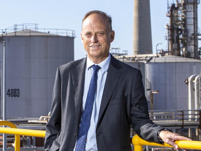 18/02/2021 Viva Energy CEO Scott Wyatt at their Geelong refinery.. Aaron Francis/The Australian