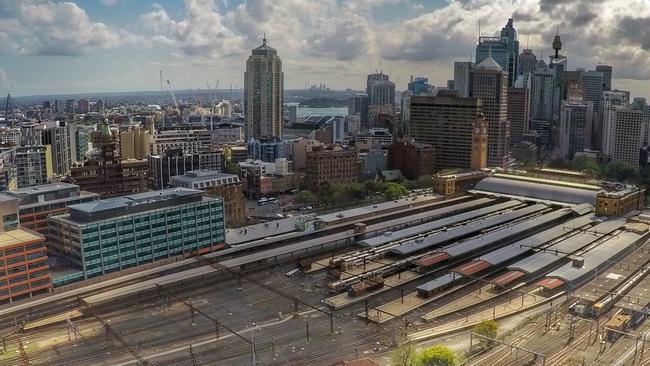 Central Station, Sydney, from a 3DR Solo drone. Picture: Oren Schauble