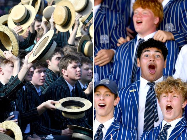 Brisbane Boys’ College and Nudgee College crowds in raptures.