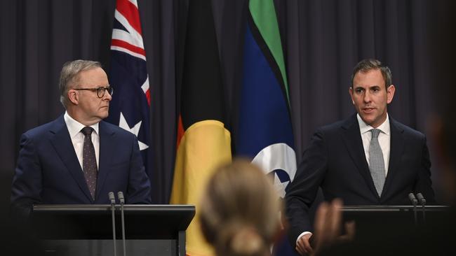 The Prime Minister, Anthony Albanese and Treasurer, Jim Chalmers. Picture: NCA NewsWire / Martin Ollman