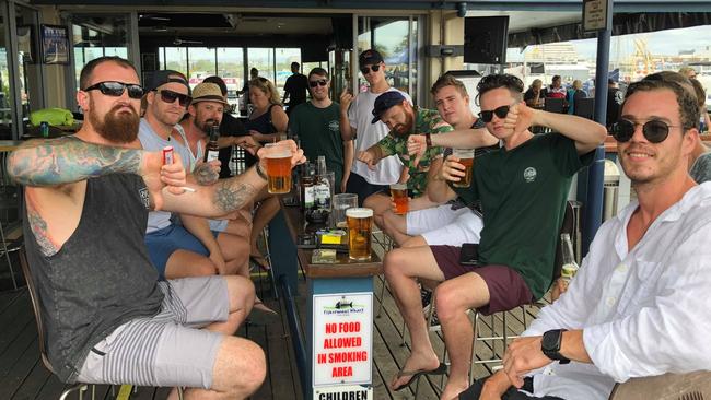 Staff from All About Cabinets, Coomera were disappointed to find their planned Christmas party at McLaren's Landing was cancelled. Photo: Michael Saunders.