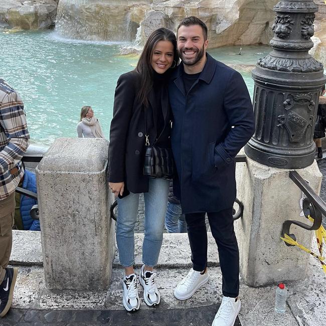 James Tedesco and wife Maria at the Trevi Fountain in Italy. Picture: Instagram