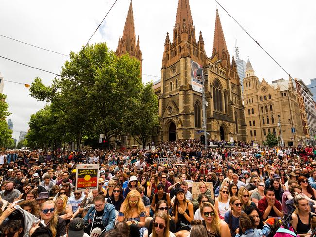 Thousands of Melburnians last year marched in protest against Australia Day last year, and are expected to do so again this week. Picture: Chris Hopkins/Getty Images