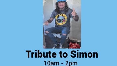 A flyer of the tribute organised by Max Morrison for Simon Jones, the iconic Shepparton busker.