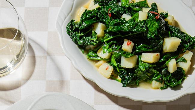 Deliciously comforting: Italian greens with potato. Picture: Nikki To