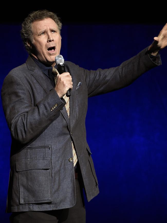 Will Ferrell also came on stage warbling — a Celine Dion number — in a nod to the event’s venue, Caesars Palace. Ferrell was plugging Holmes and Watson. Picture: Chris Pizzello/Invision/AP