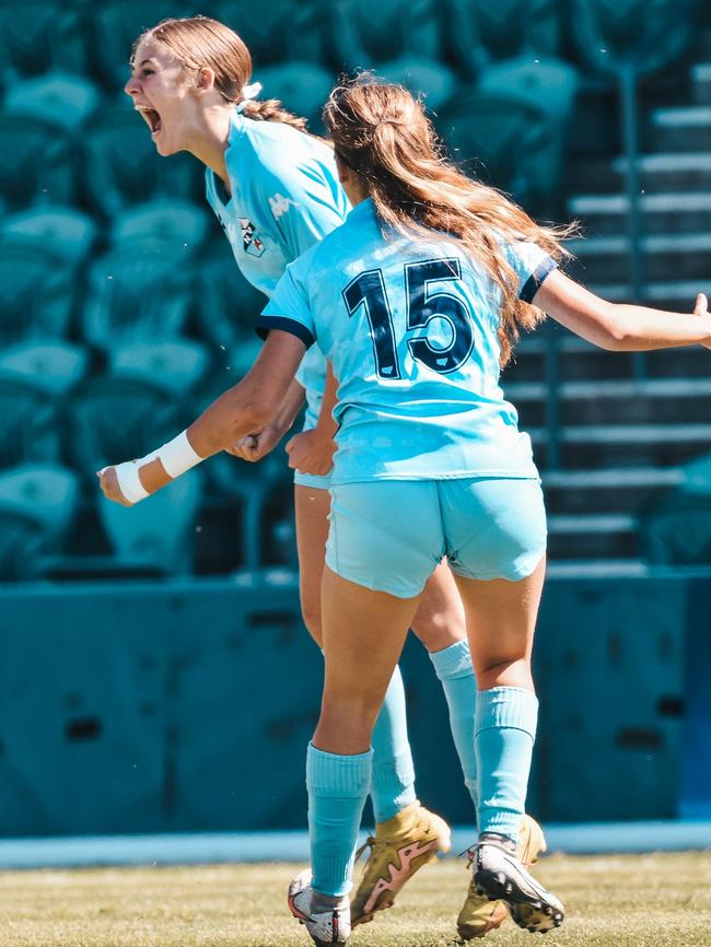 NSW Metro goal scorer Matilda Wadewitz-Dias after scoring a goal in the Under-14 girls grand final last year.