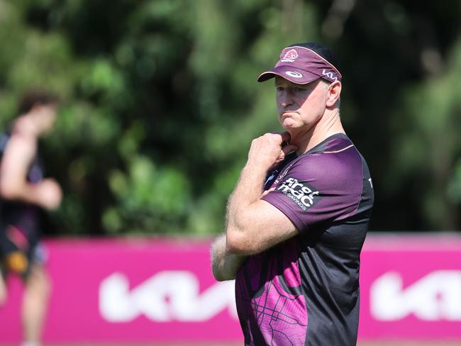 Brisbane Broncos first day of training for 2024. Coach Michael Maguire. Picture: Nigel Hallett