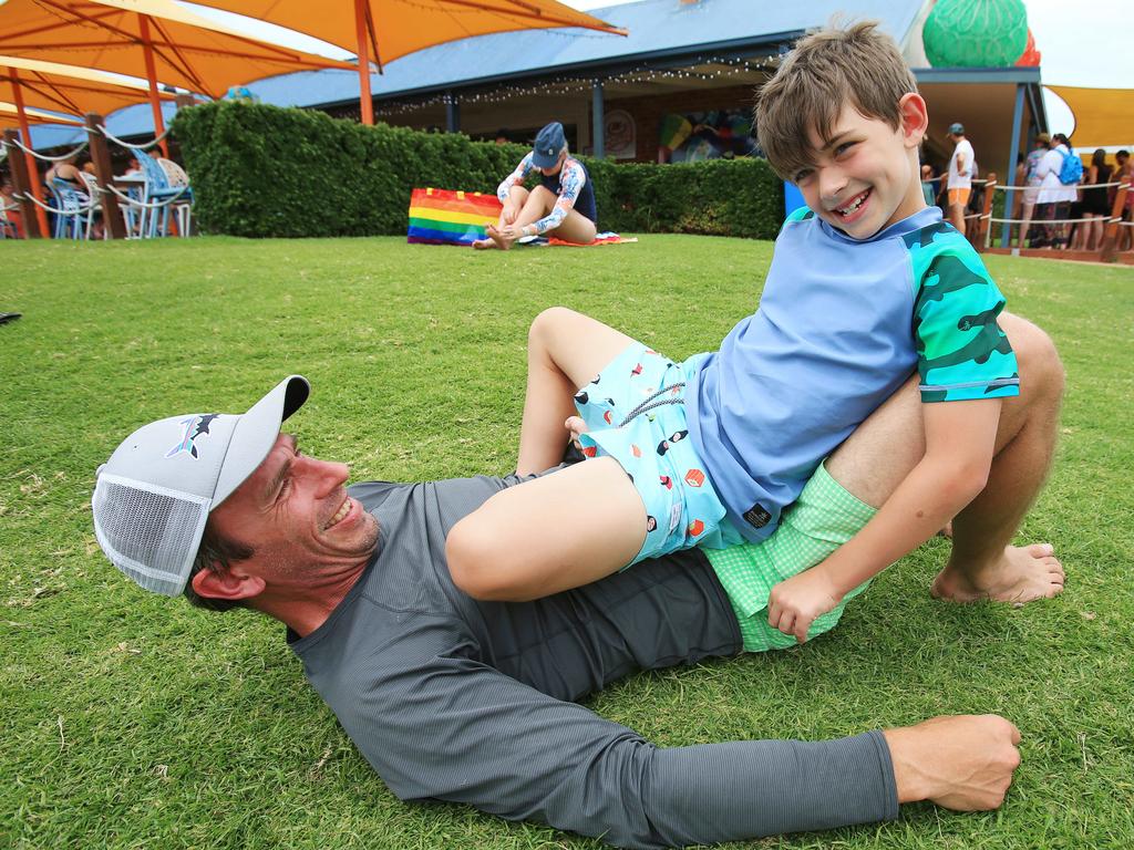 Leighton and Max. Adventure Park on Monday. Picture: Alan Barber