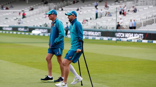 Lyon had to convince the medical staff - and captain Pat Cummins - to be able to bat. Picture: Getty