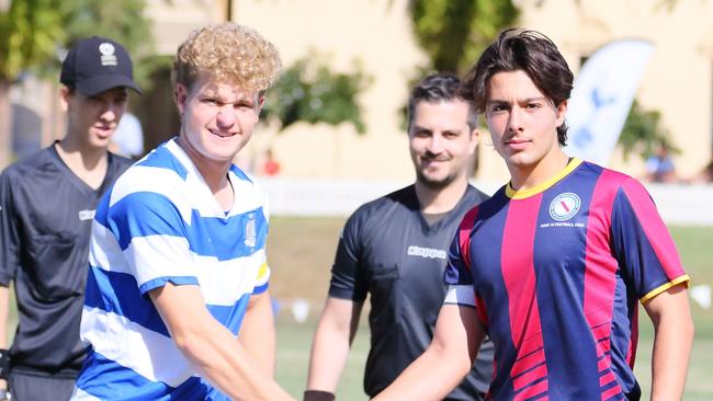 GPS First XI football between Brisbane State High and Nudgee College. Saturday May 13, 2023. Picture: George Galanos.