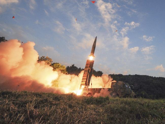 South Korea's Hyunmoo II ballistic missile is fired during an exercise at an undisclosed location. Picture: AP