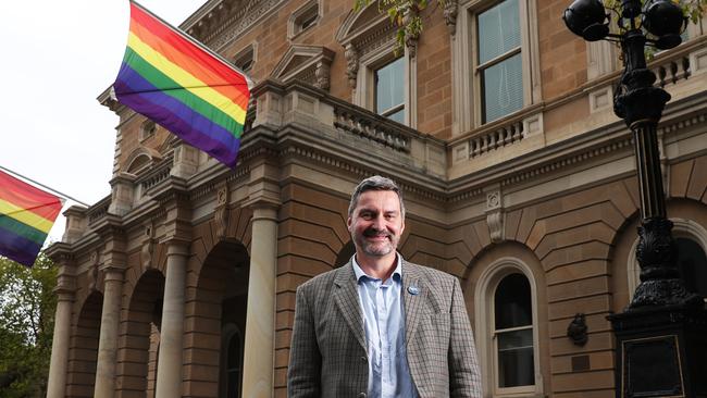 Rodney Croome representing Equality Tasmania. Tas pride 2020 along with a spike in gay tourism in Tasmania. Picture: NIKKI DAVIS-JONES