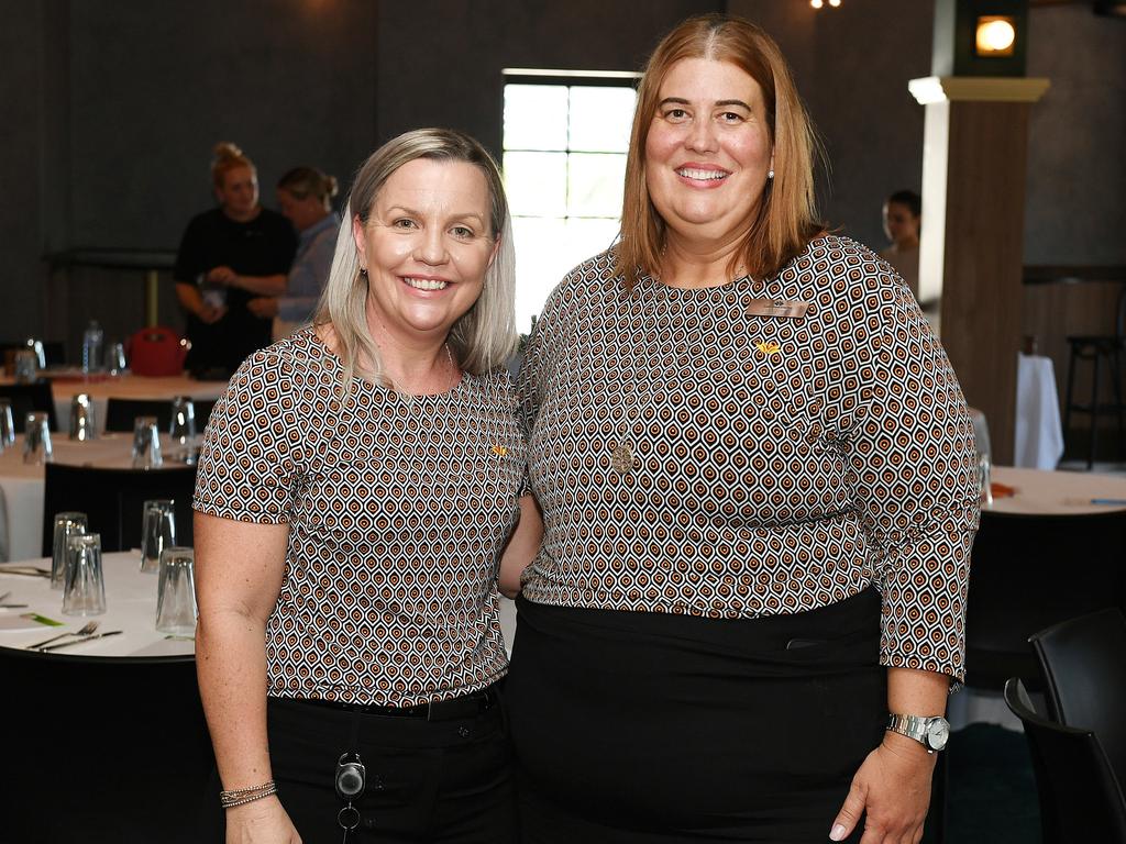 Shannon Roberts and Libby Zollner at the Townsville Business Women's Circle's function. Picture: Shae Beplate.