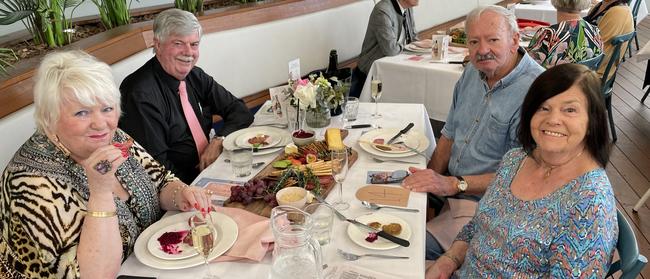 Melbourne Cup in Port Macquarie: Merlene and Tom Lockwood with Maggie and Ian McConaghy (travelling from the Gold Coast) at Settlers Inn.