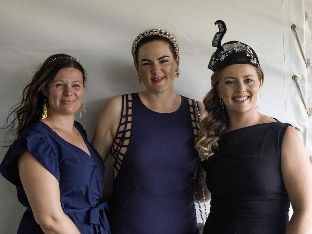 Emma Cleary, Kody Kay-Inslay and Jessica Herbert at the Bundaberg Catholic Schools Race Day.