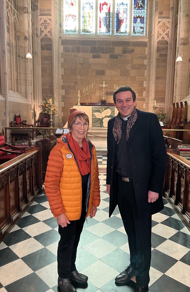Festival of Voices choral curator Joan Wright and St David's Cathedral chaplain of the arts Christopher Waterhouse in 2022. Picture: Supplied