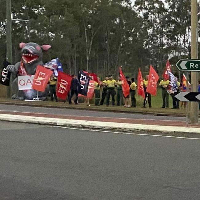 Tradies at QAL, Gladstone took industrial action on Tuesday morning after negotiation breakdowns over fair and equitable wages and shift allowances. Picture: Supplied (AMWU)