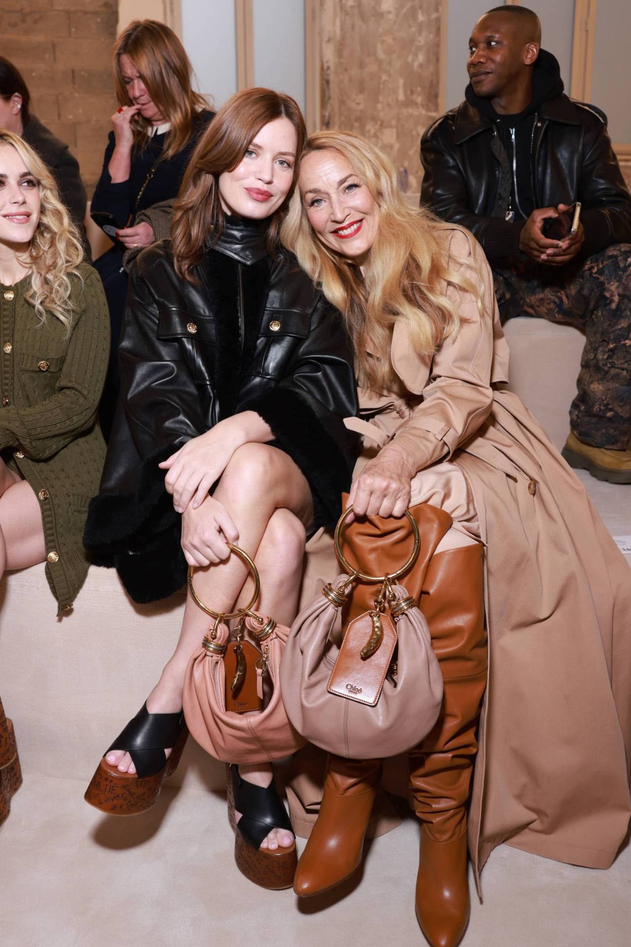 <h3><strong>Jerry Hall and Georgia-May Jagger</strong></h3><p>It made sense that iconic super Jerry Hall brought her daughter, Georgia-May Jagger, to Chlo&eacute;&rsquo;s autumn/winter &rsquo;24/&rsquo;25 show. Hall modelled for Karl Lagerfeld in the &rsquo;70s, and by bringing Jagger to the debut show of new Chlo&eacute; designer Chemena Kamali, she proved a love for the brand is intergenerational.&nbsp;</p>