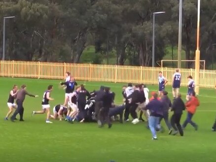 Uni Blues players and supporters celebrate their win. Picture: Supplied