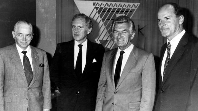 Prime Minister Bob Hawke and Andrew Peacock in 1984.