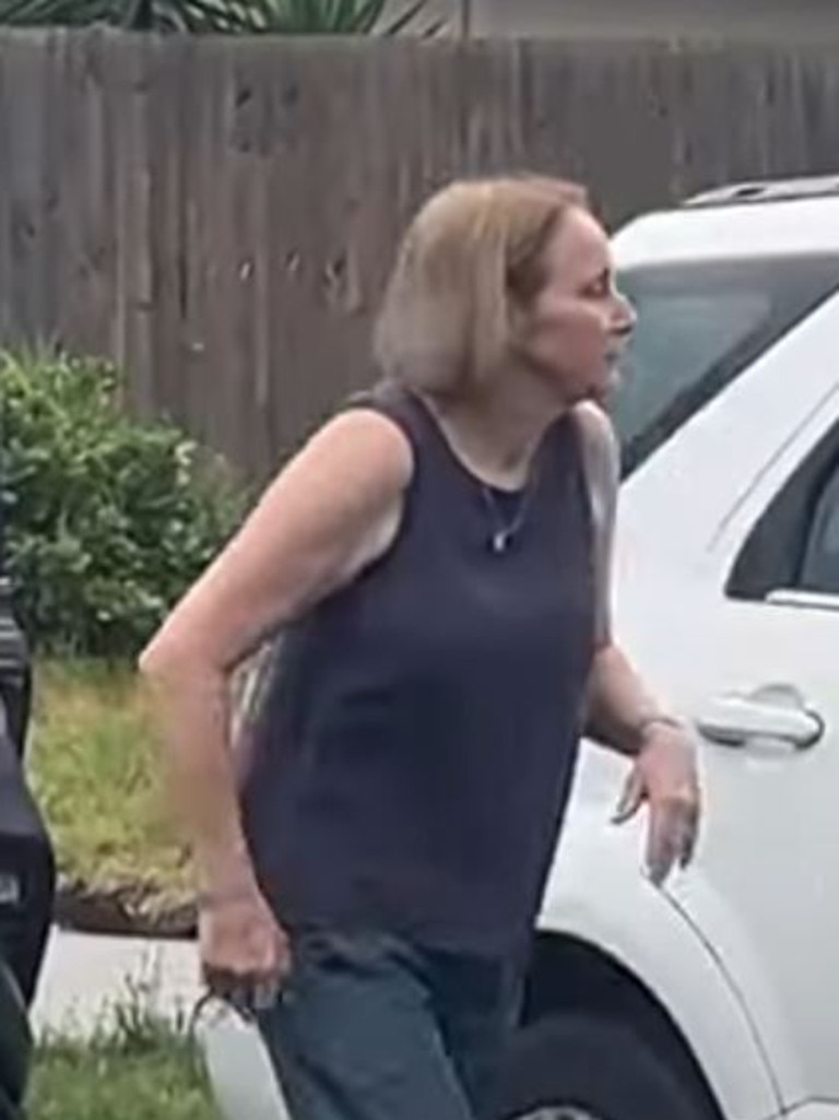 Oscar Jenkins' mum, Elizabeth is seen outside her property but did not speak to media Picture: 7 News