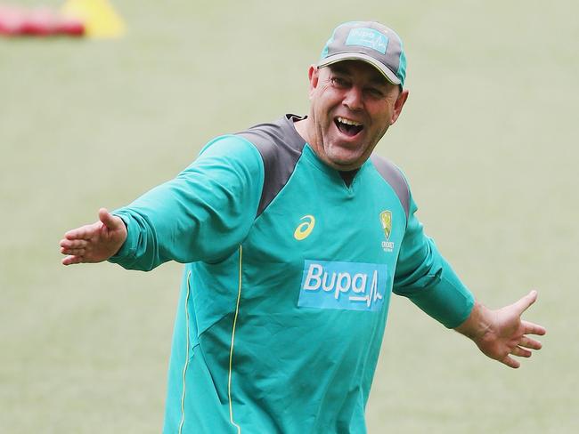 MELBOURNE, AUSTRALIA - DECEMBER 24:  Coach Darren Lehmann reacts during an Australian nets session at the Melbourne Cricket Ground on December 24, 2017 in Melbourne, Australia.  (Photo by Michael Dodge/Getty Images)