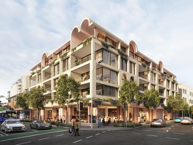 An artist's impression of a previous proposed design of the shop-top apartment complex in Belgrave St, Manly. Picture: SJB Architects