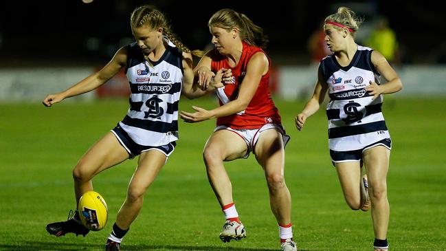 South Adelaide's Teah Charlton, pictured in action against North Adelaide, was instrumental in the Panthers’ last-gasp victory against the Roosters at Noarlunga Oval on Friday night. Picture: Deb Curtis