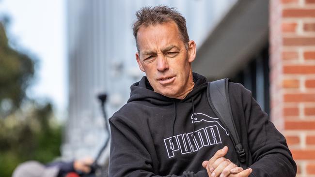 Alastair Clarkson arrives to work on the first day of coaching at North Melbourne. Picture: Jake Nowakowski