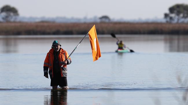 Anti-hunting activists protest during the duck hunting season. Picture: Peter Ristevski