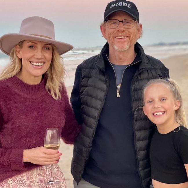 Gold Coast radio host Emily Jade O’Keeffe posted this photo to her Instagram of her run-in with Hollywood director Ron Howard. Picture: Instagram/@emilyjadeokeeffe