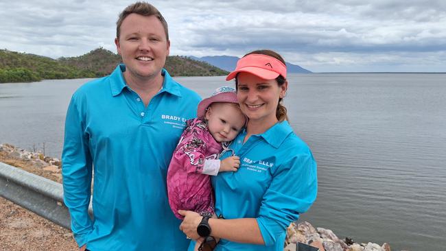 Brady and Lily Ellis with Sophie. Among the campaign issues that Mr Ellis focused on was showing his support to allow fishing in Ross River Dam. Picture: Chris Burns.