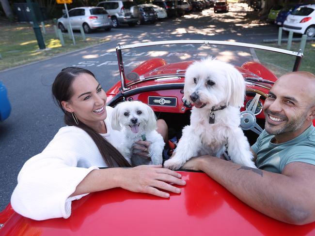03/05/2020 : Relieved to be finally allowed to drive for pleasure Dan Argent takes partner Emily Robinson and the dogs for a spin in his 1960 MGA,  at New Farm park as the new relaxed restrictions regarding covid-19 come into force  in Queensland,  Brisbane. Lyndon Mechielsen/The Australia