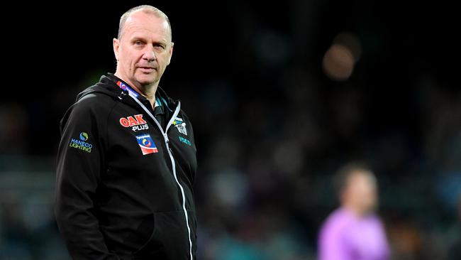 Port Adelaide coach Ken Hinkley’s speech at the Power’s club champion count last year was prophetic for Season 2018. His remarks at Friday night’s year-ending event for Port Adelaide will be heard with greater interest after the Power’s poor finish to the AFL home-and-away season. Picture: Kelly Barnes