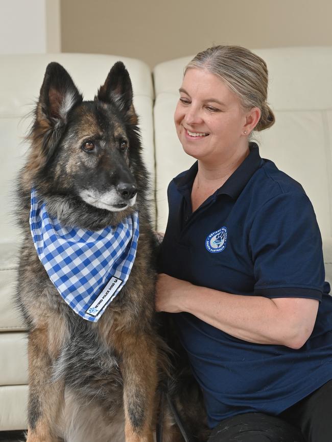 Tina has been in the dog Op unit since 2006 and she is now the Founder and CEO launching a charity, "Retired Police Dogs SA", to provide financial support to retired police dogs, specifically covering their medical expenses. Picture: Keryn Stevens